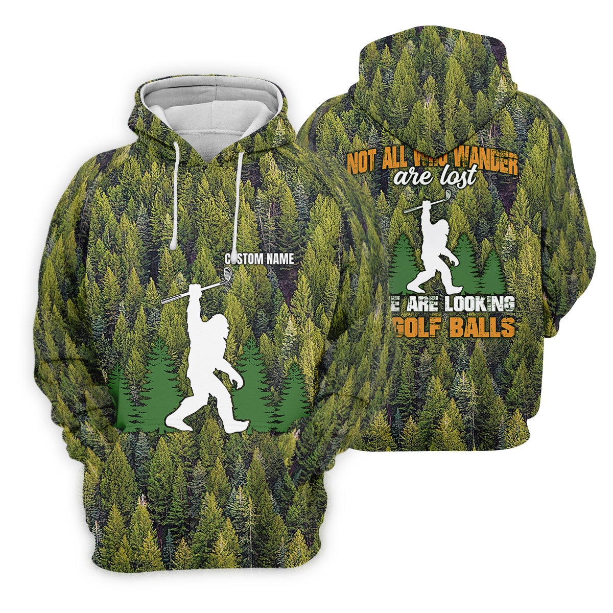 Not All Who Wander Are Lost Custom Men's Golf Polo ShirtBigfoot Golf Shirt, Dad Golf Gift
