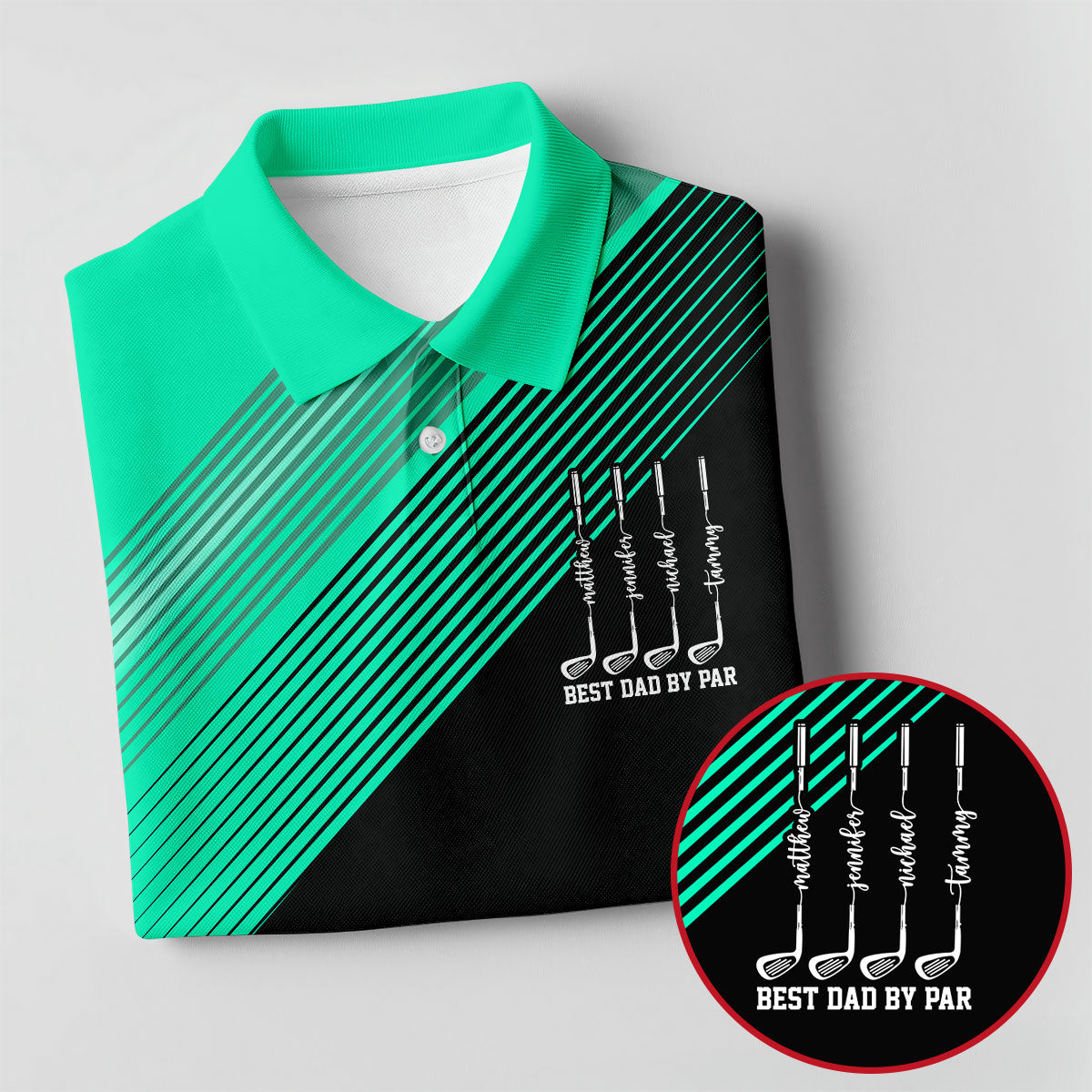 Best Dad By Par Diagonal Striped Father's Day Golf Shirt, Golf Gift For Dad, Polo Shirtor Men