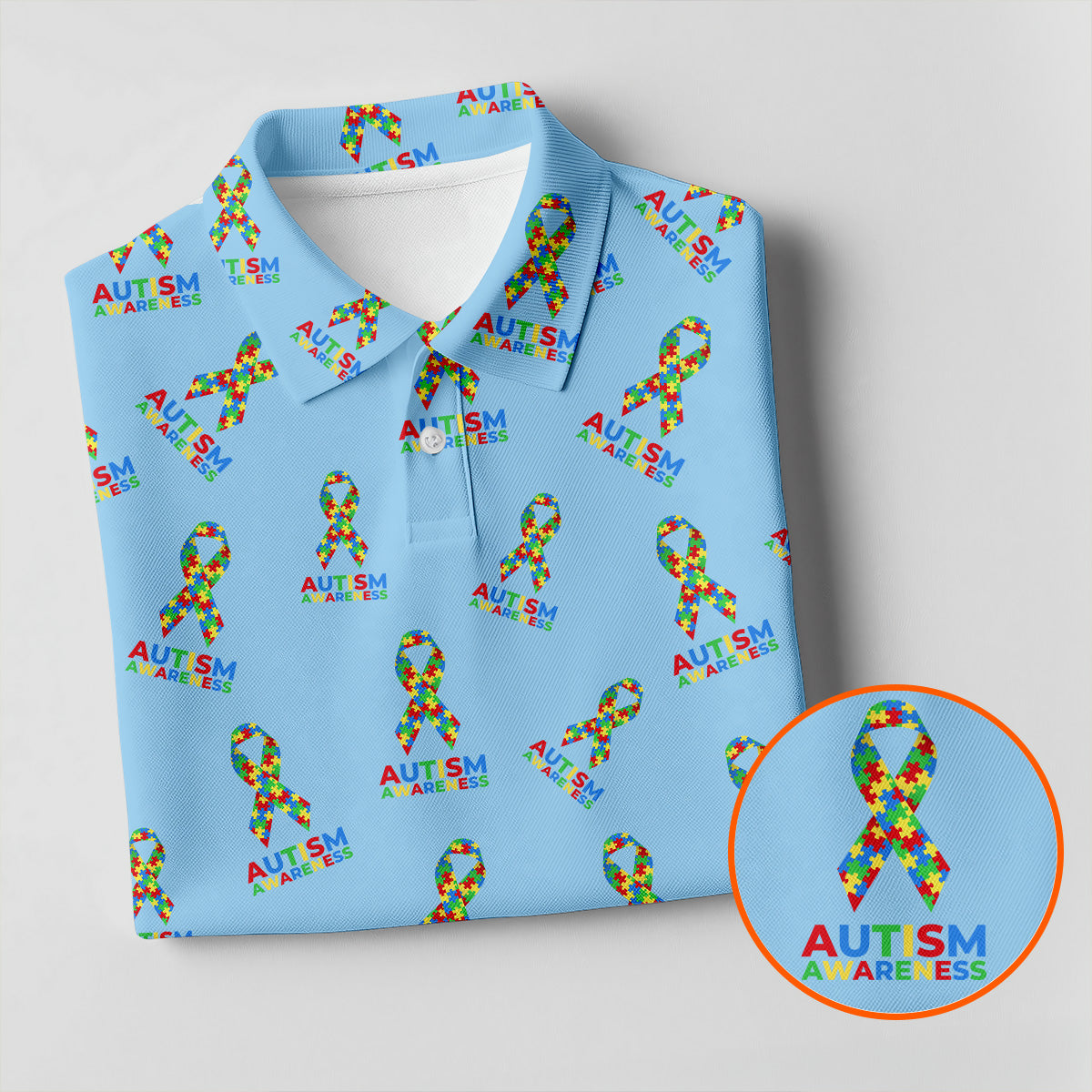 Autism Awareness Colors Autism Ribbon Blue Golf Shirt, Women's Golf Tops, Ladies Golf Polos