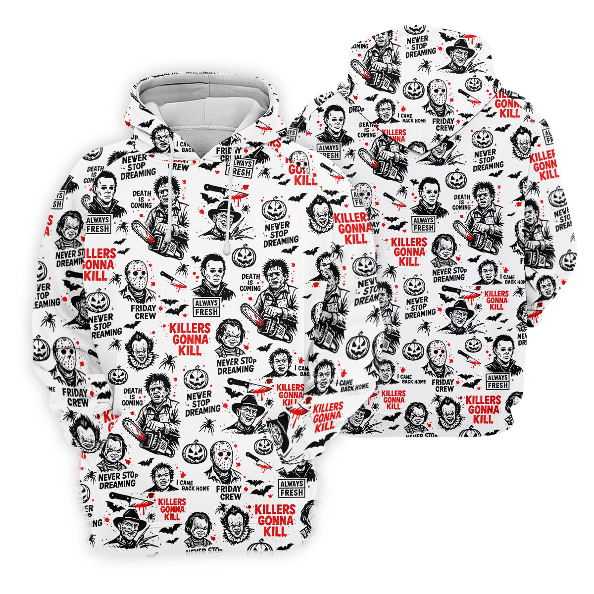 Funny Horror Character Men's Golf Polo ShirtHorror Movie Shirt, Fun Golf Polo ShirtFunny Halloween Gift