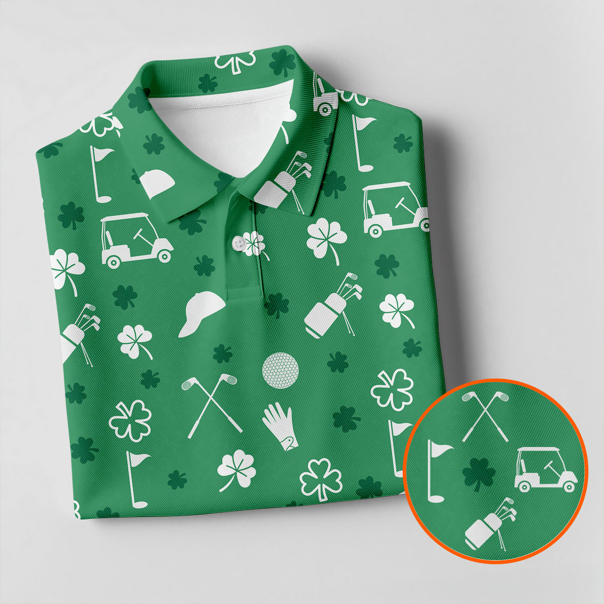 Golf Items Seamless Pattern St. Patrick’s Day Shamrock Golf Shirt, Polo ShirtFor Men, Golf Shirts For Men