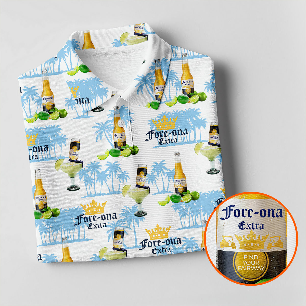 Fore-ona Extra Find Your Fairway Golf And Beer Men's Funny Golf Shirts, Golf Shirts For Men
