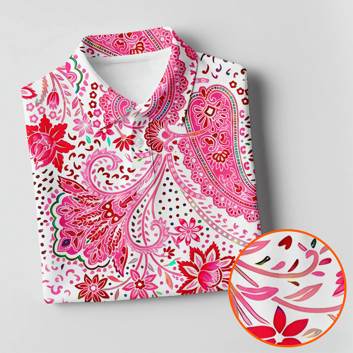 Pink Paisley Floral Pattern Golf Shirt, Golf Tops For Women, Hawaiian Golf Shirt, Women’s Golf Apparel