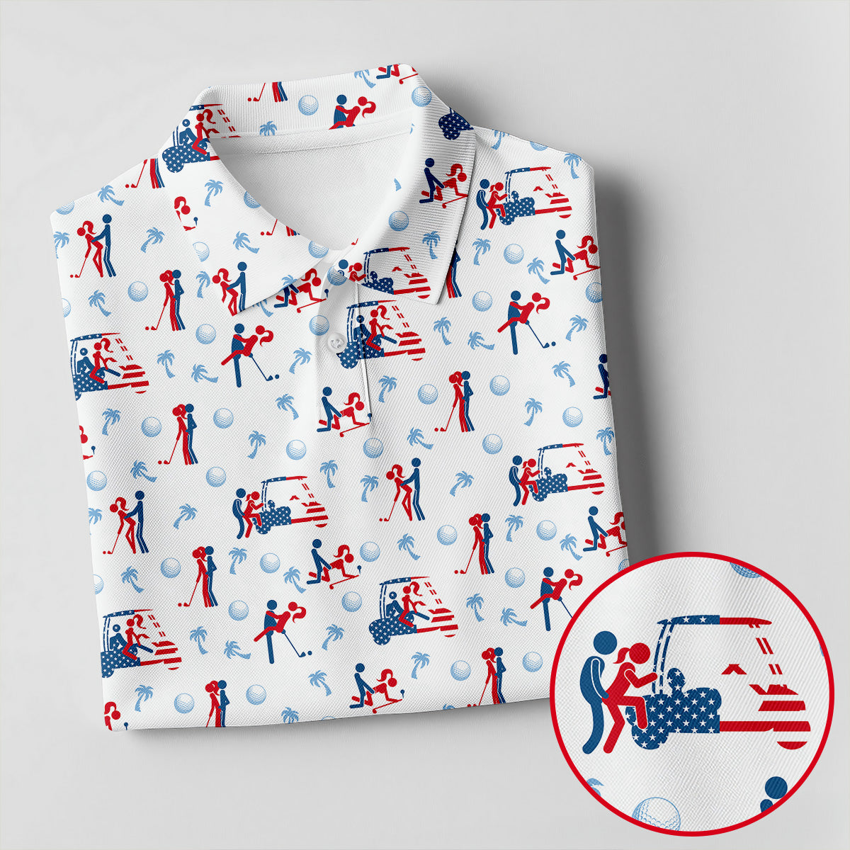 Naughty Couple Funny Stick Figures Patriotic Golf Shirt, 250 Years 4th Of July Golf Shirts For Men