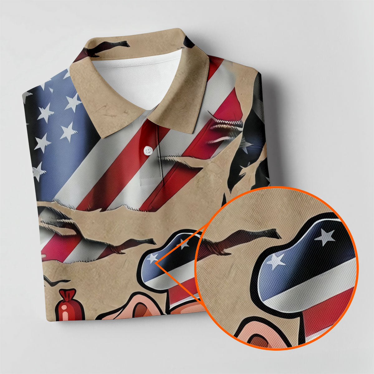 Patriotic American Flag Funny BBQ 250th Anniversary Dark Beige Women's Polo Shirt, Ladies Golf Shirts