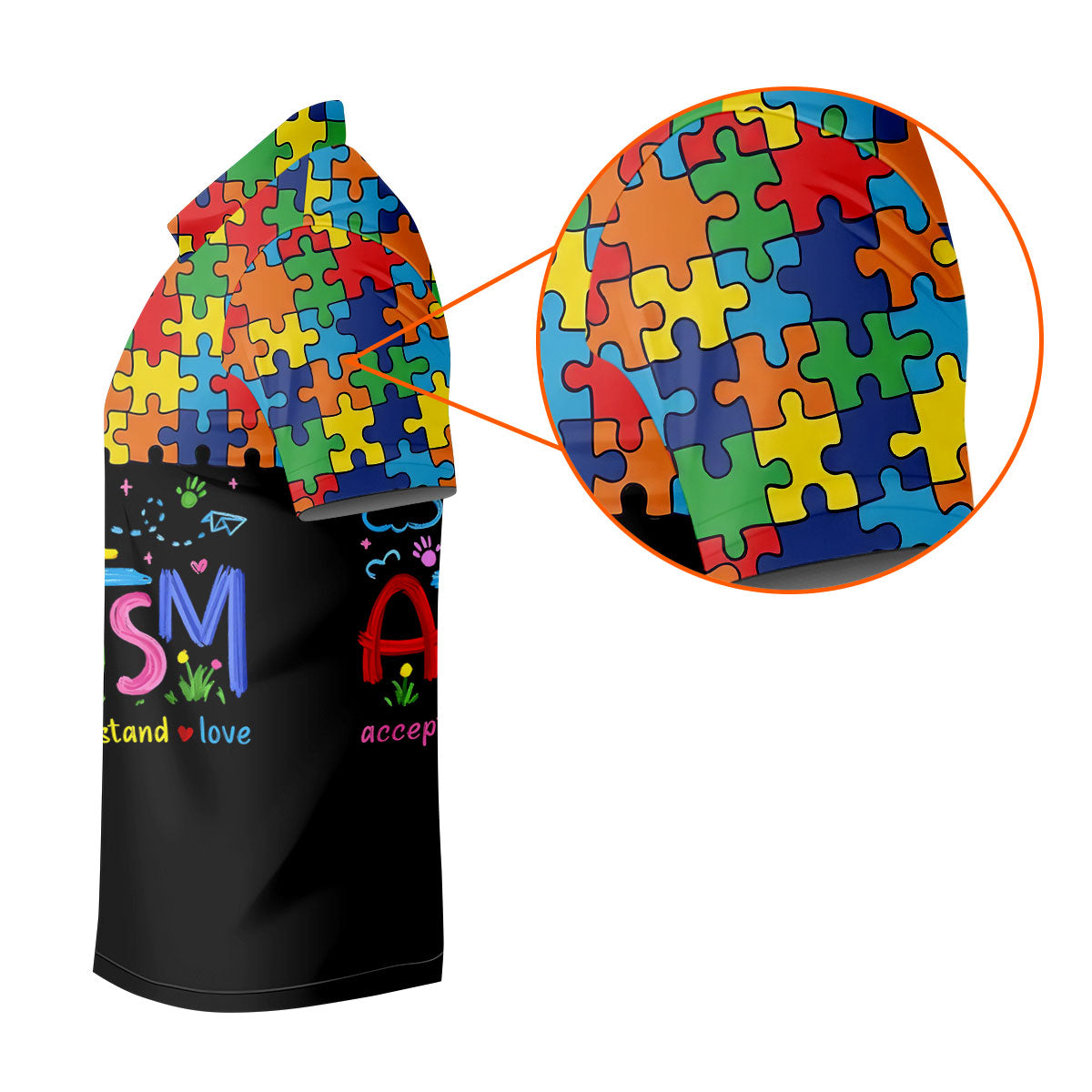 Awareness Accept Understand Love Colorful Puzzle Golf Shirt, Polo ShirtFor Men, Golf Shirts For Men