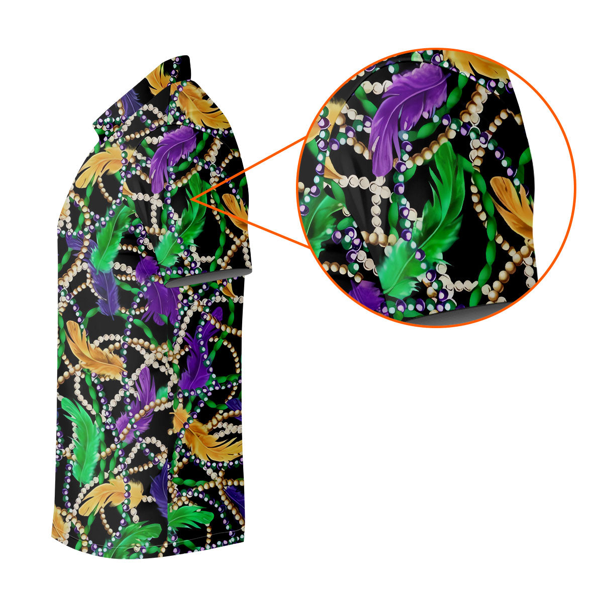 Purple Green Gold Feather Beads Mardi Gras Golf Shirt, Polo ShirtFor Men, Golf Shirts For Men