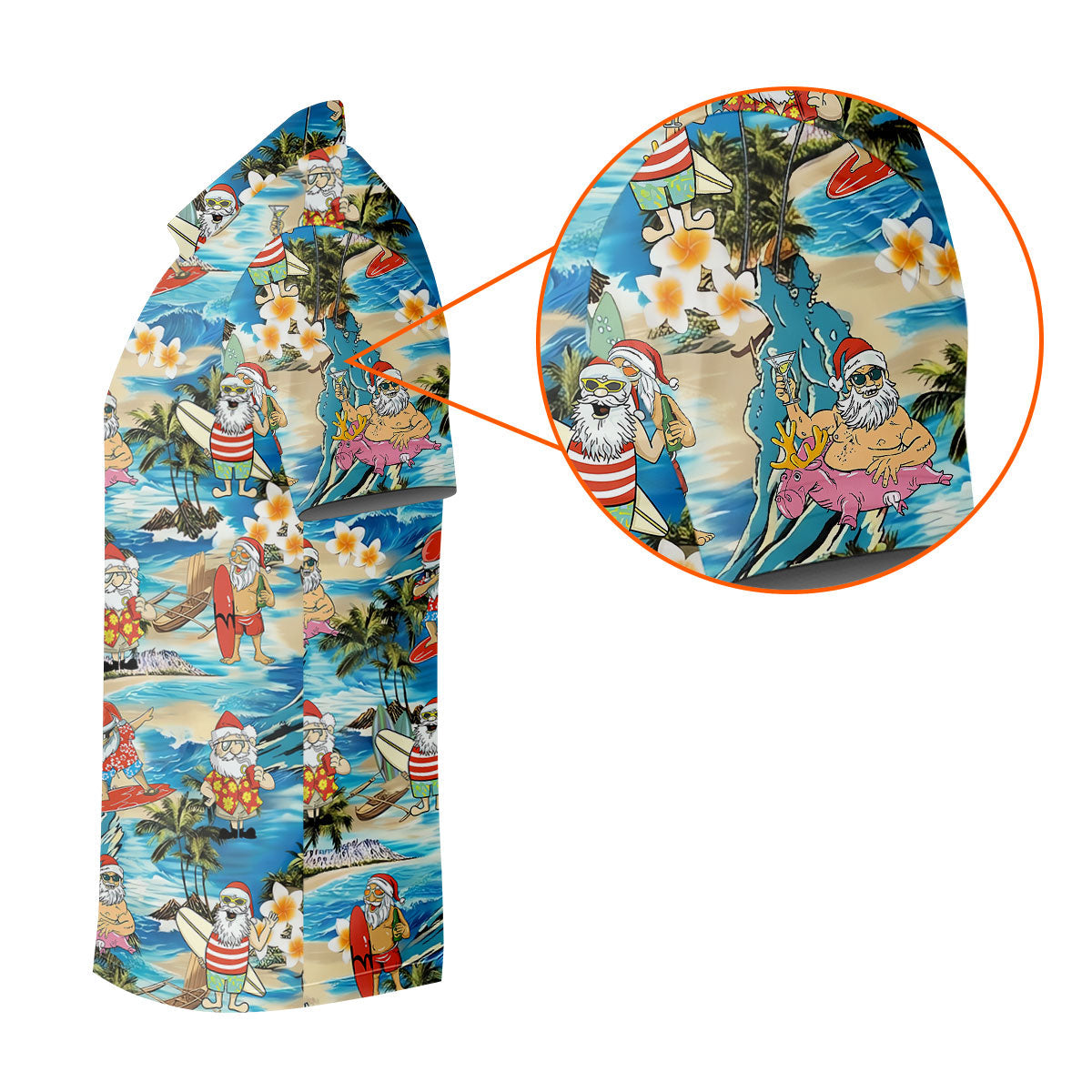 Men's Tropical Santa Surf Vacation Men's Golf Shirt, Christmas Golf Shirt, Golf Apparel For Men