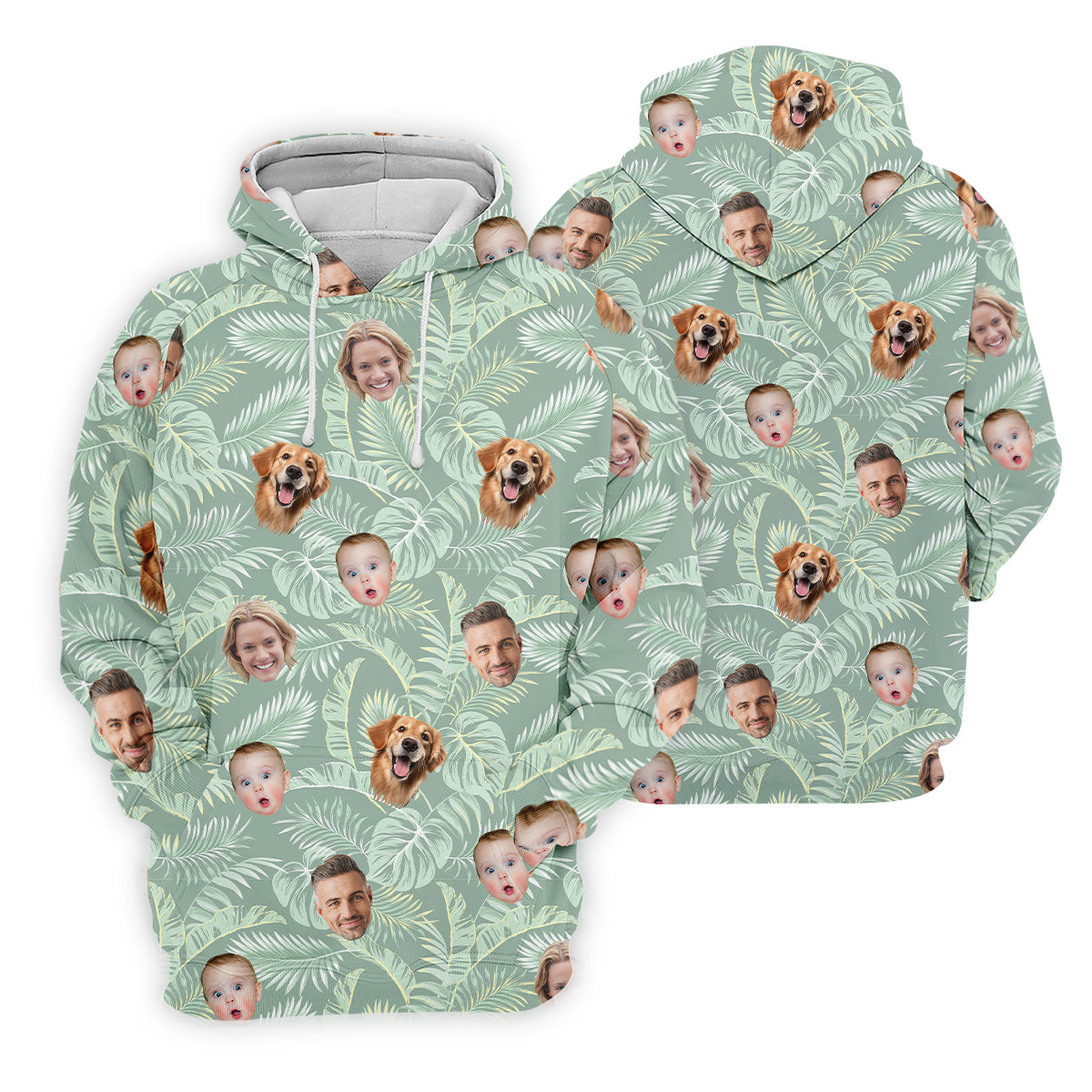 Tropical Leaf Pattern Mens Hawaiian Golf Shirts, Custom Team Shirt, Green Polo ShirtBest Gifts For Men Golfers