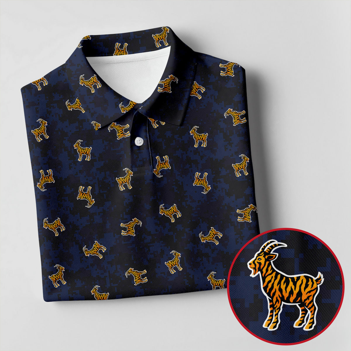 Tiger Goat Digital Camouflage Funny Golf Shirt, Polo Shirtor Men, Golf Shirts For Men