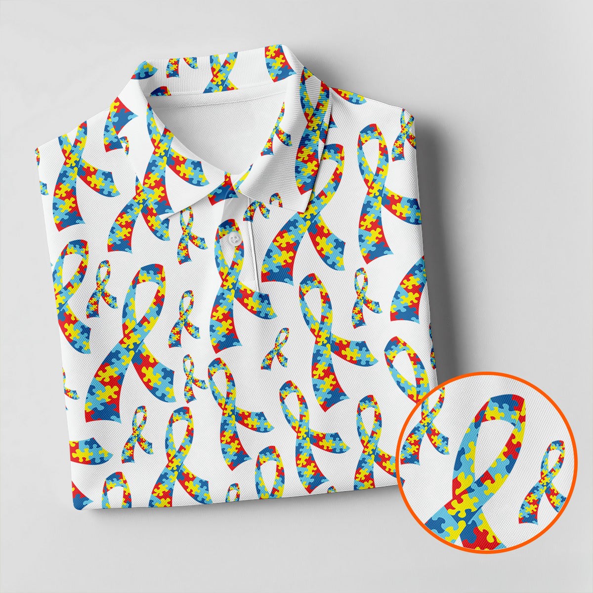 Autism Awareness Ribbon Golf Tops For Men, Autism Ribbon Polo ShirtFor Men, Golf Shirts For Men