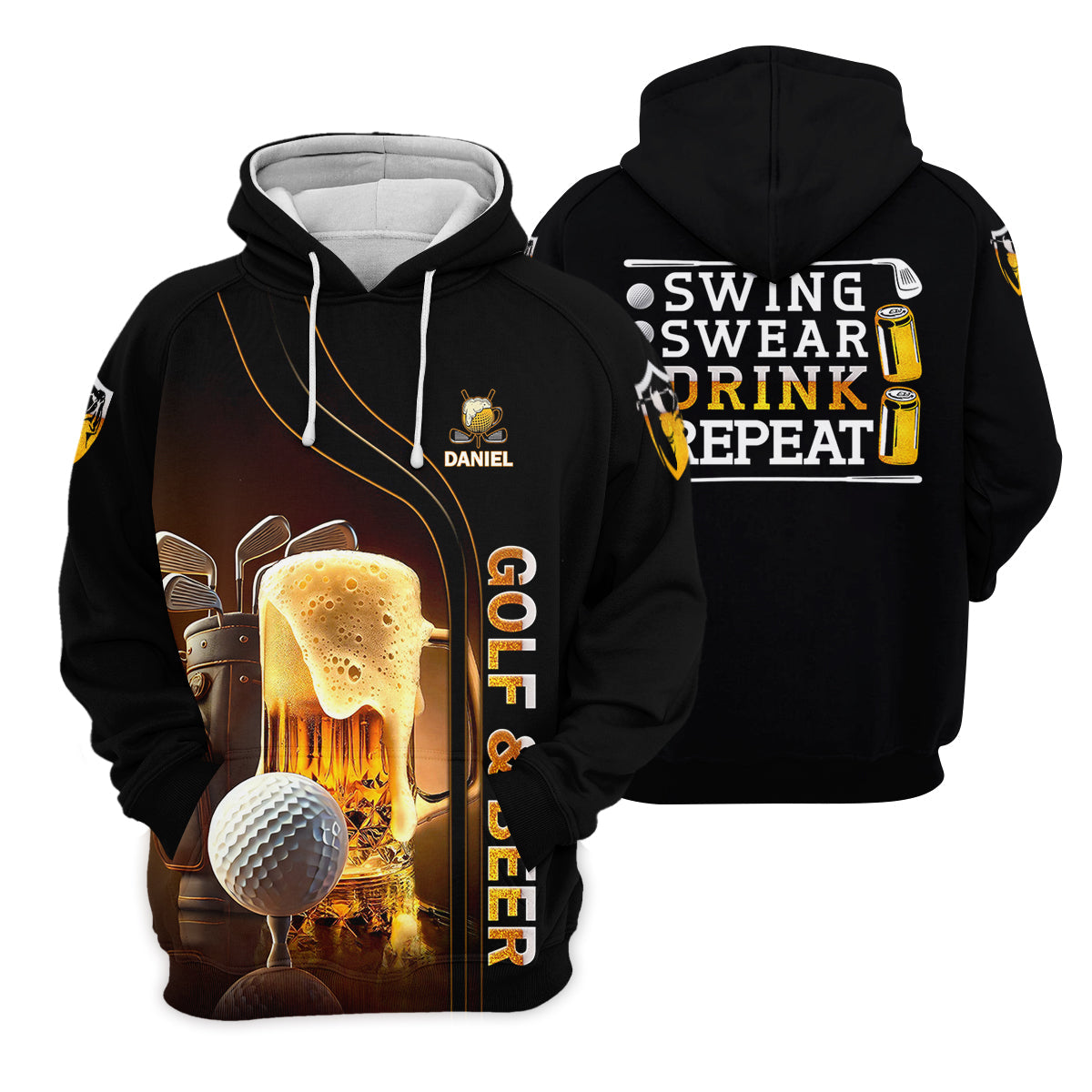 Swing Swear Drink Repeat Funny Golf Polo Shirtens Golf Gift, Golf Lover Gift