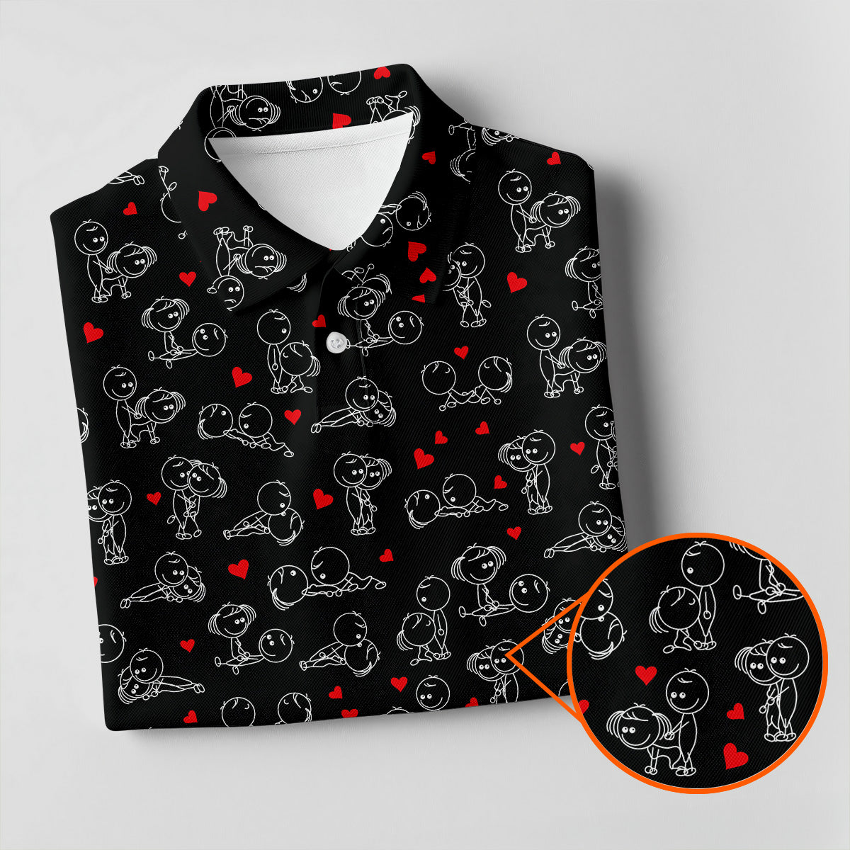 Naughty Position Stick Figure Couple Black Golf Shirt, Golfer Valentines Gift, Fun Golf Shirts For Men