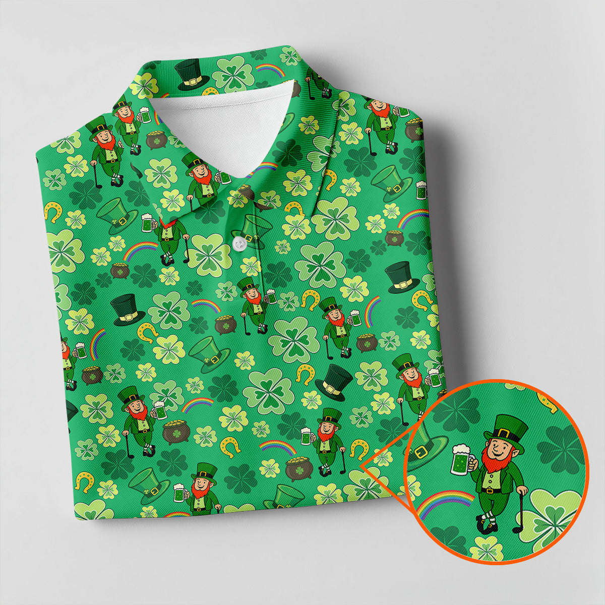 Shamrock St Patrick's Day Light Green Golf Shirt, Polo ShirtFor Men, Golf Shirts For Men, Golfing Apparel