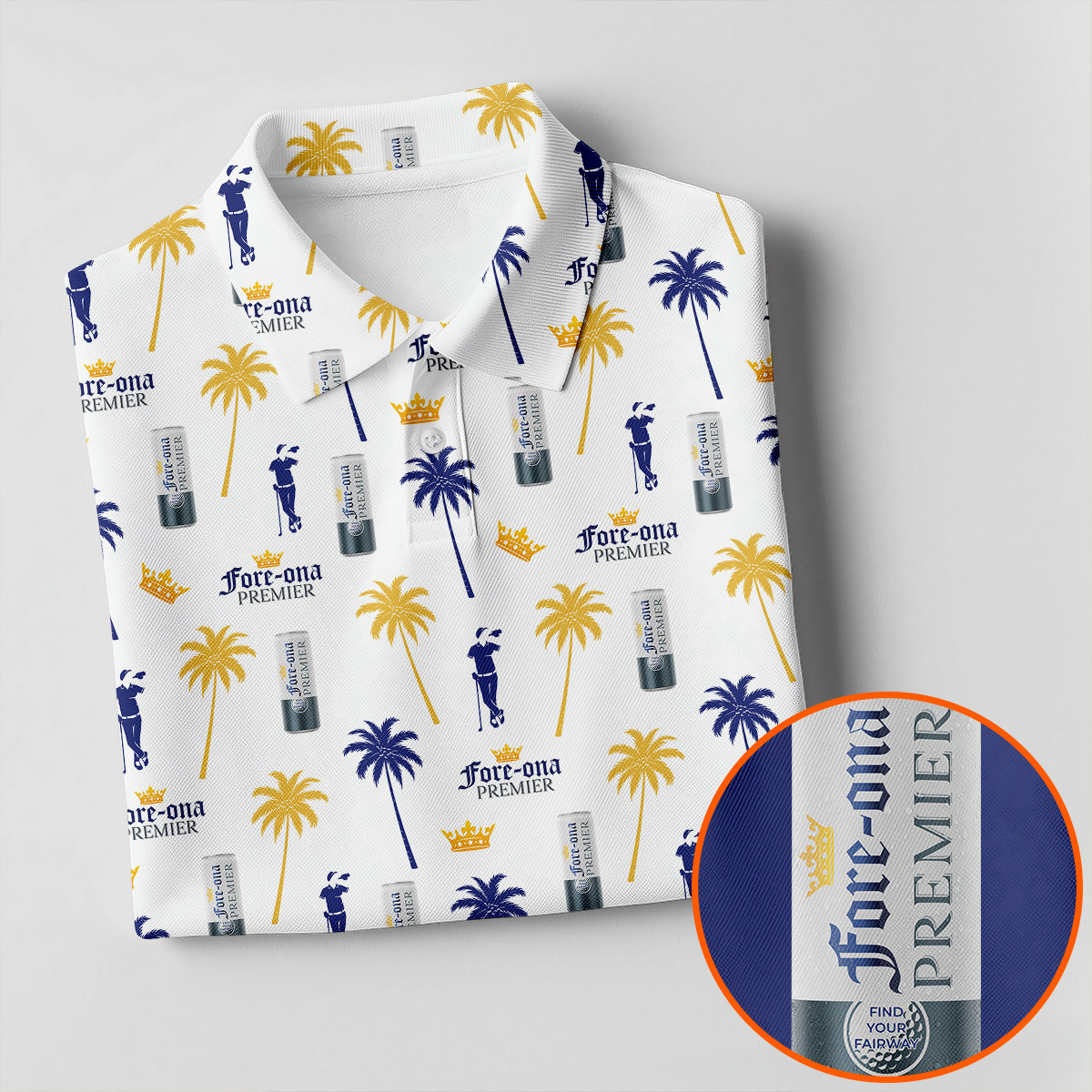 Fore-ona Premier Find Your Fairway Golfer Drinking Men's Funny Golf Shirts, Golf Shirts For Men