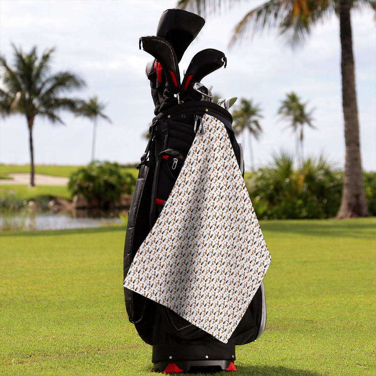 Crazy Boxer Golf Towel, Boxer Golf Pattern Towels for Golfer, Dog Lover Golf Gift