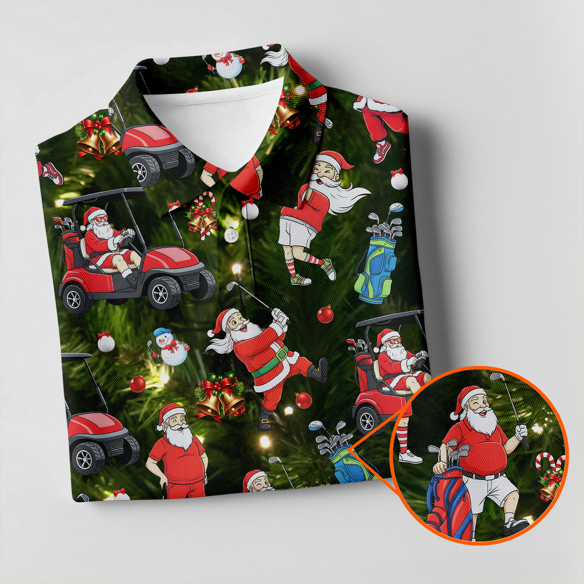 Funny Santa Claus Golf Pose Golf Tops For Men, Polo ShirtFor Men, Christmas Golf Shirt, Mens Golf Gift
