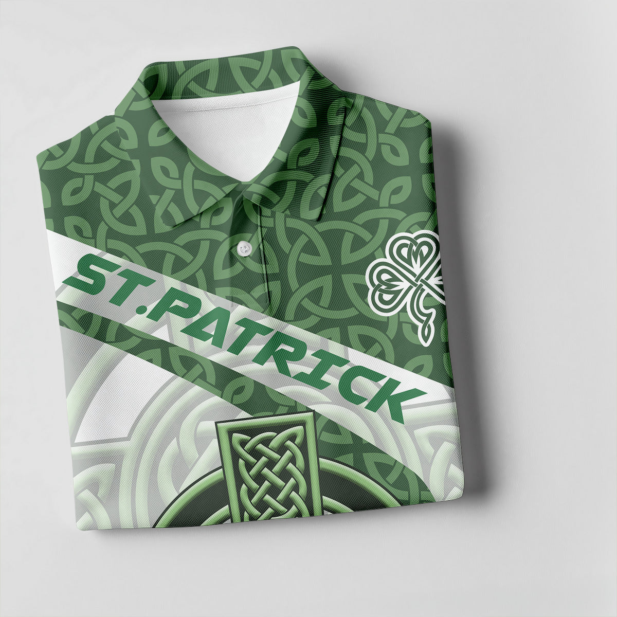 St Patrick's Day Celtic Knotwork Pattern Shamrock Golf Shirt, Polo ShirtFor Men, Golf Shirts For Men