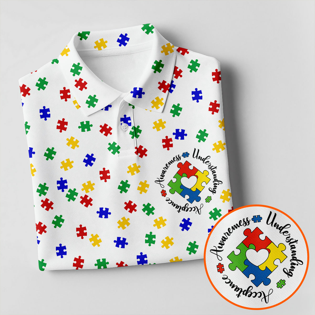 Awareness Understanding Acceptance Autism Puzzle Men's Polo ShirtAutism Awareness Shirt, Golf Shirts For Men