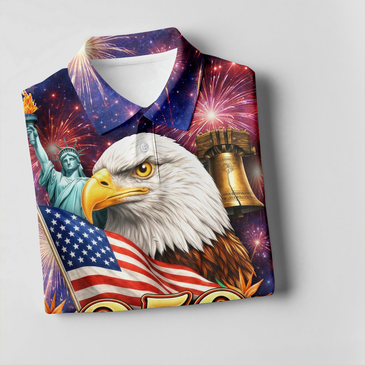 250 Years Of Freedom 1776-2026 Galaxy Pattern 4th Of July Women Golf Top, 250th Anniversary Patriotic Golf Shirt