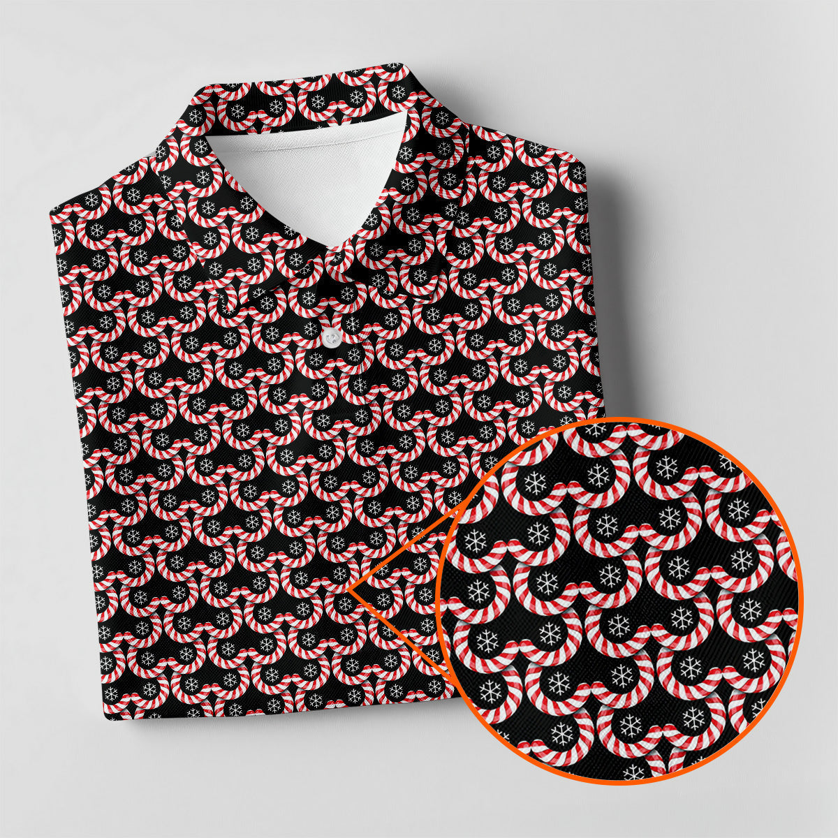 Christmas Snowflake Candy Cane Golf Shirt, Fun Golf Shirts For Men, Golfing Apparel, Golf Shirts For Men