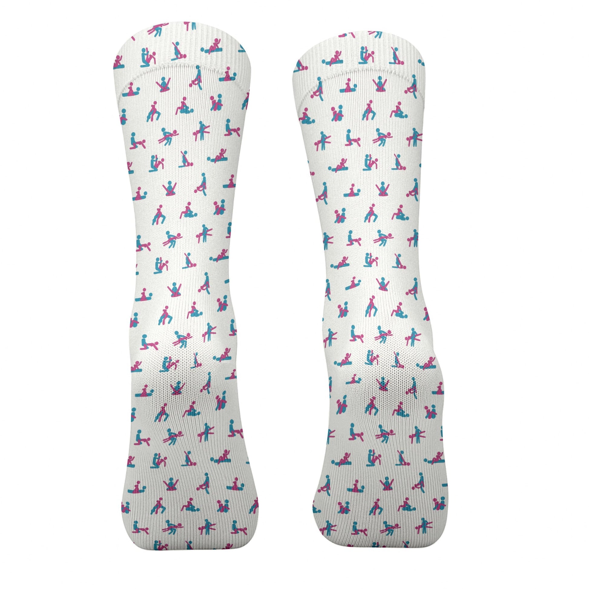 Blue And Pink Naughty Stick People White Golf Socks, Funny Golf Socks, Golf Accessory