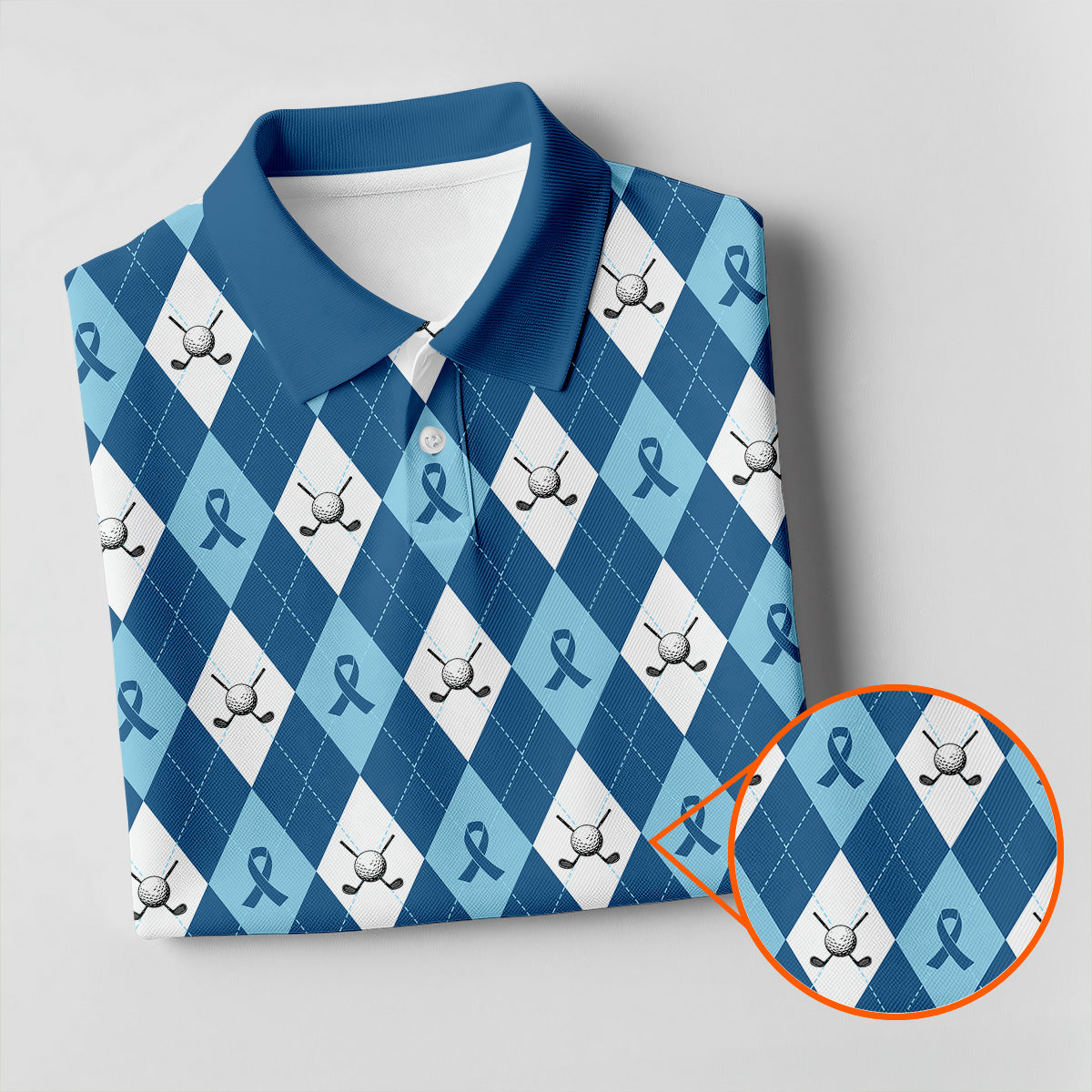 Prostate Cancer Blue And White Argyle Pattern Golf Tops For Men, Cancer Survivor Shirt, Cancer Awareness Shirt