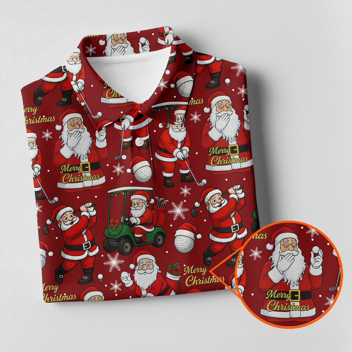 Funny Santa Golfing Christmas Polo Shirt Christmas Golf Shirt, Polo ShirtFor Men, Golf Gift For Men