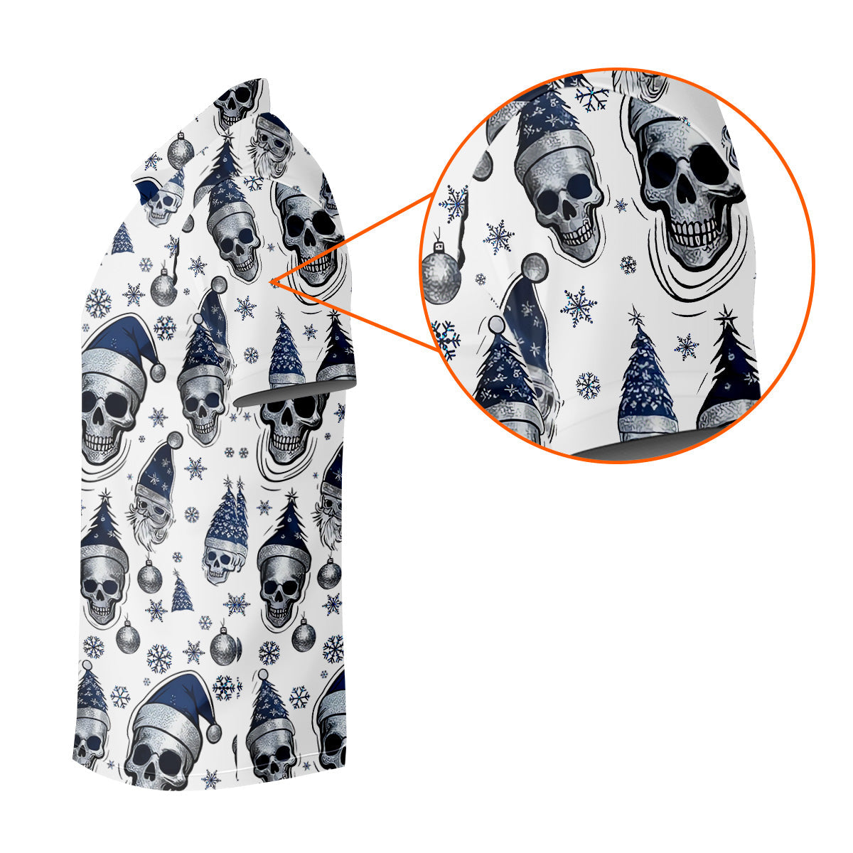 Vintage Skull Christmas Golf Shirt, White Polo Shirt, Cool Golf Gift, Golf Shirts For Men