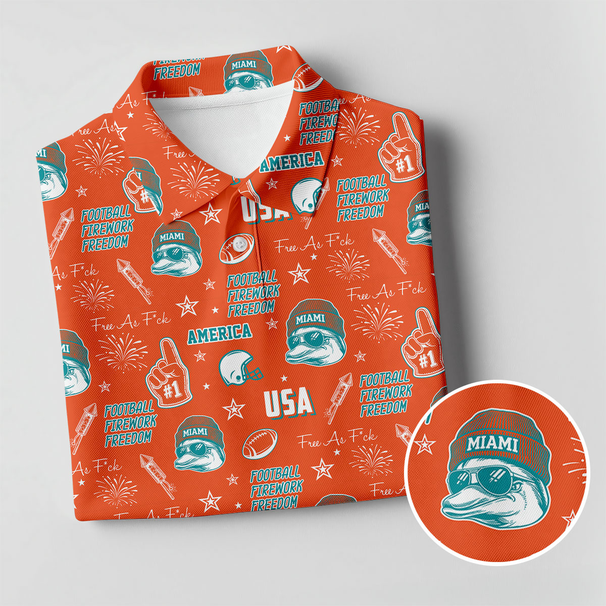 Cool Dolphin Beanie And Glasses Orange And Teal Sport Polo, American Football League Gift Ideas For Football Fans