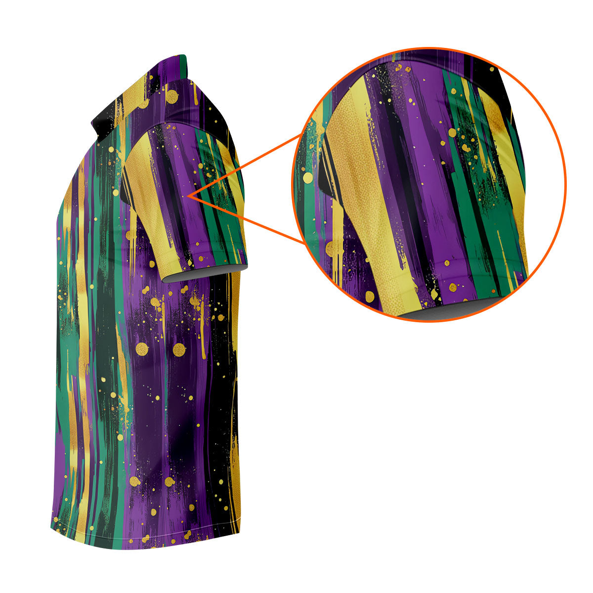 Green Purple Gold Splatter Effect Mardi Gras Golf Shirt, Polo ShirtFor Men, Golf Shirts For Men