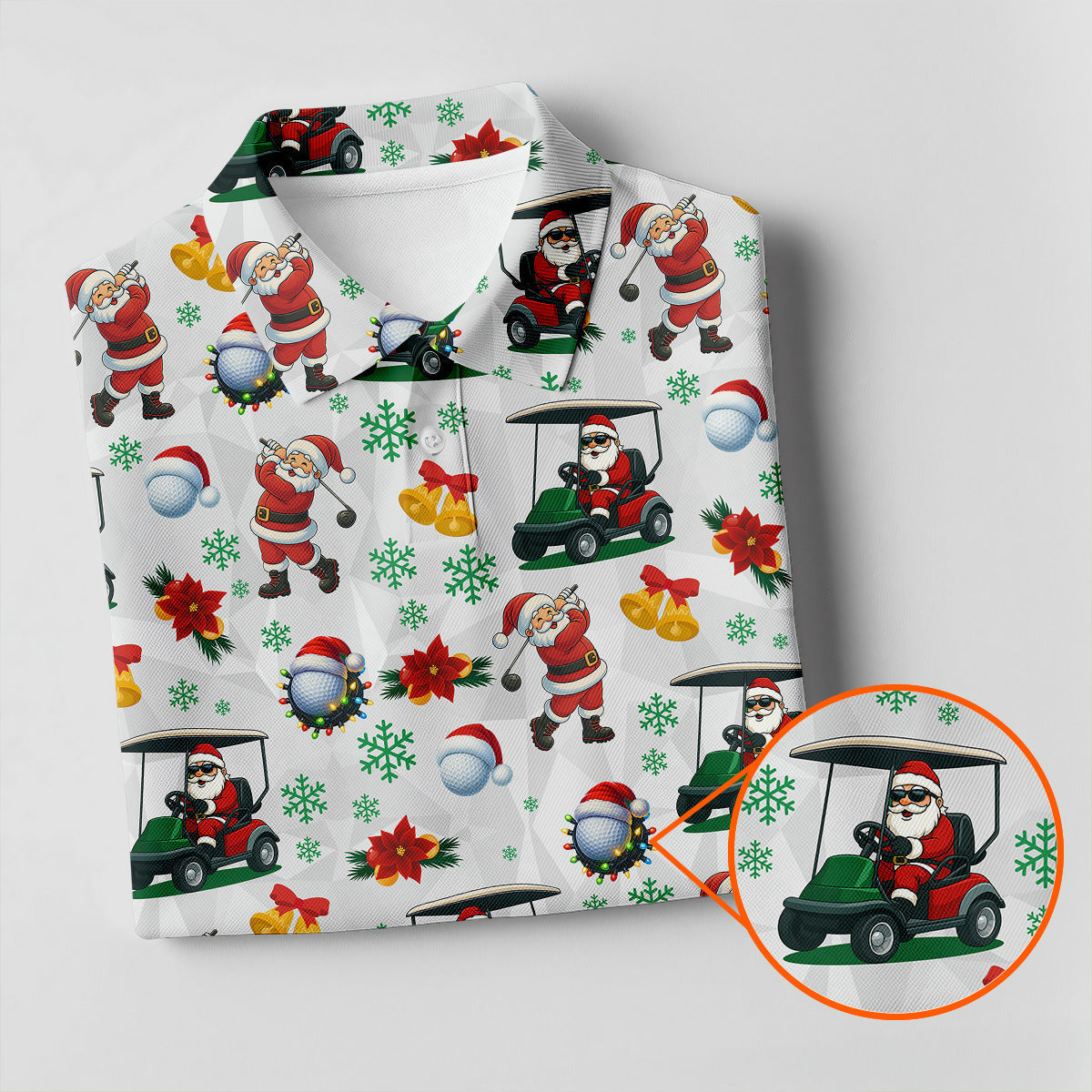 Santa Christmas White Polo Women, Cute Womens Golf Shirts, Christmas Golf Shirt, Ladies Golf Shirts