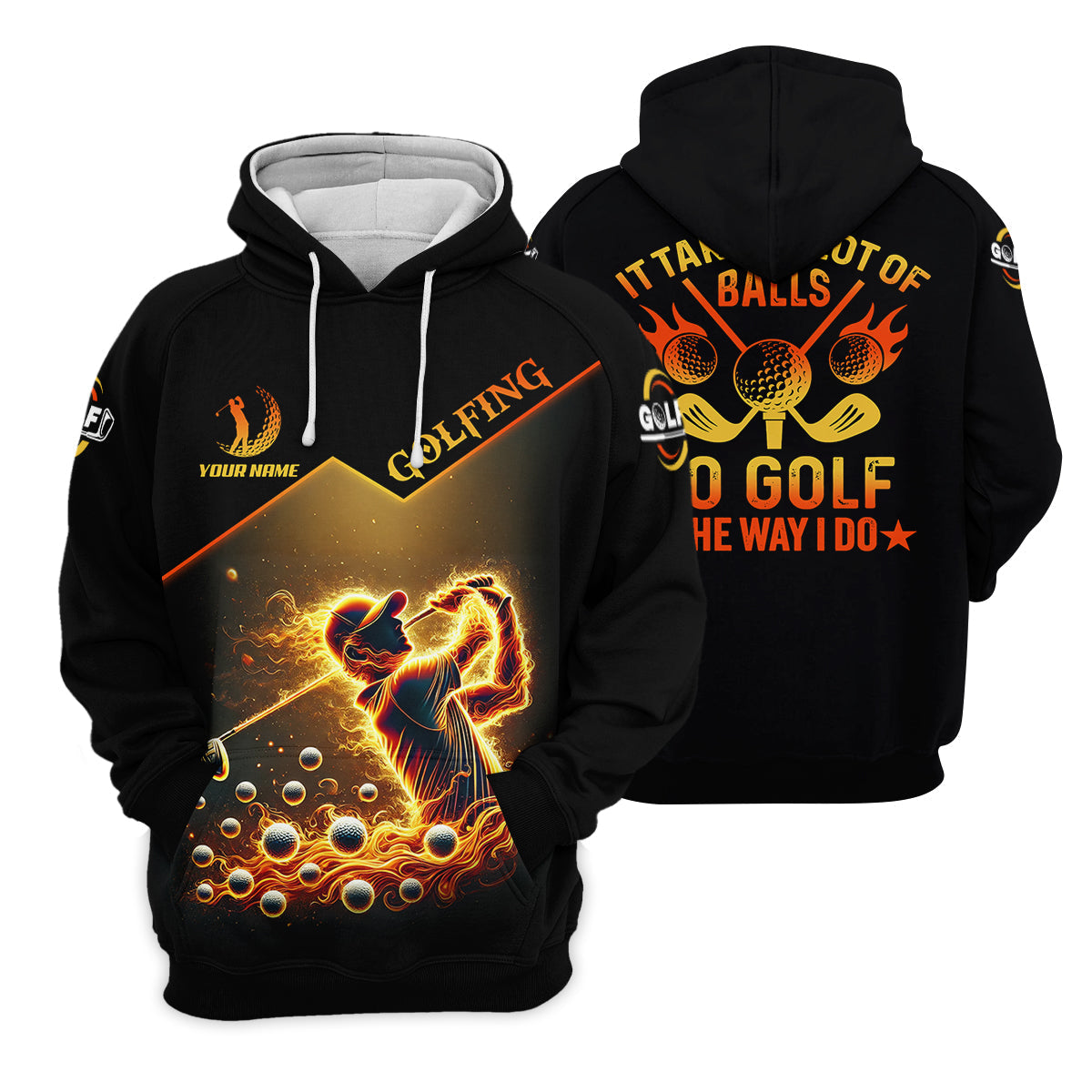 Custom Golden Fire Its Take A Lot Of Golf Ball To Golf Like I Do Men's Golf Polo ShirtDad Golf Gift