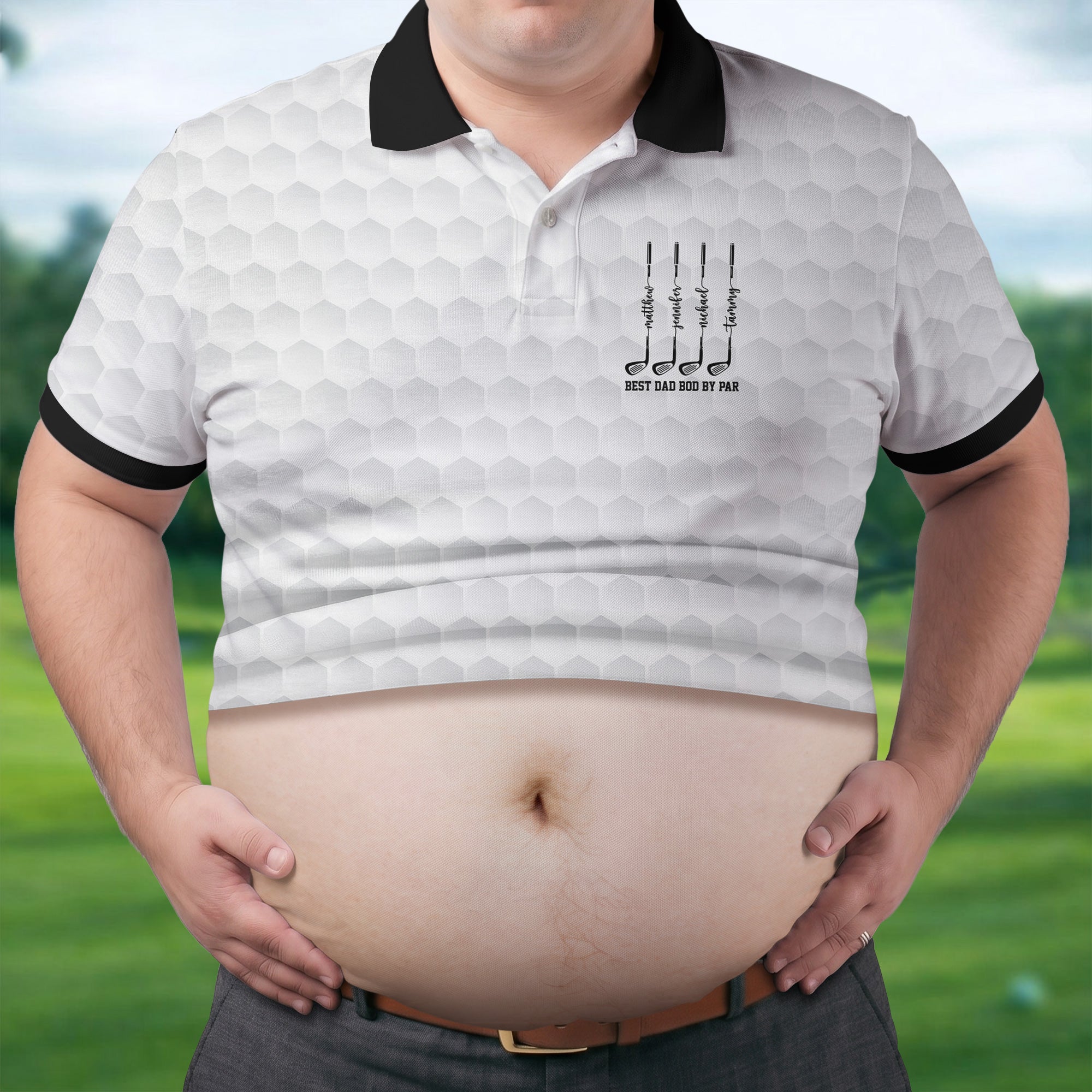 Best Dad Bod By Par White Men's Funny Golf Polo Shirtr's Day Golf Shirt, Golf Gift For Dad