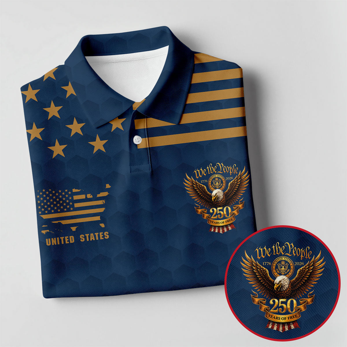 Navy Veteran We The People 250 Years Of Free 4th Of July Golf Shirt, Women's Golf Tops