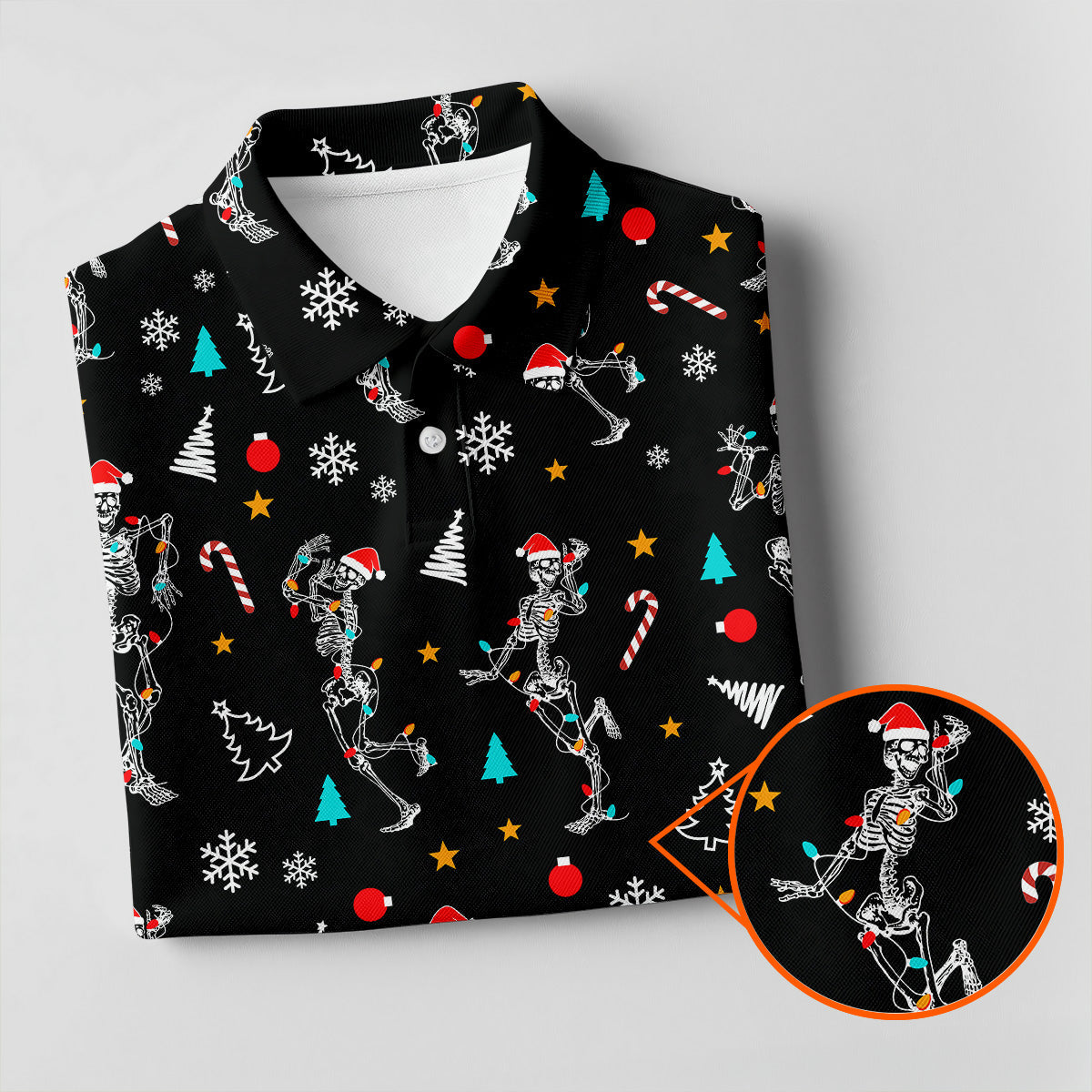 Skeleton Christmas Fun Golf Shirts For Men, Christmas Golf Shirt, Polo ShirtFor Men, Cool Golf Gift