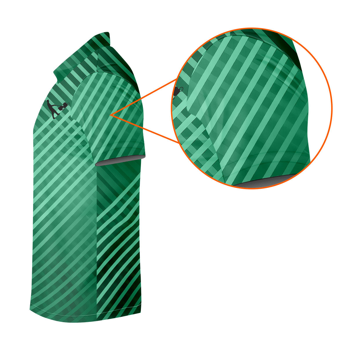 Green And White Striped Pattern Golf Tops For Men, Performance Golf Shirt, Polo Shirt Men