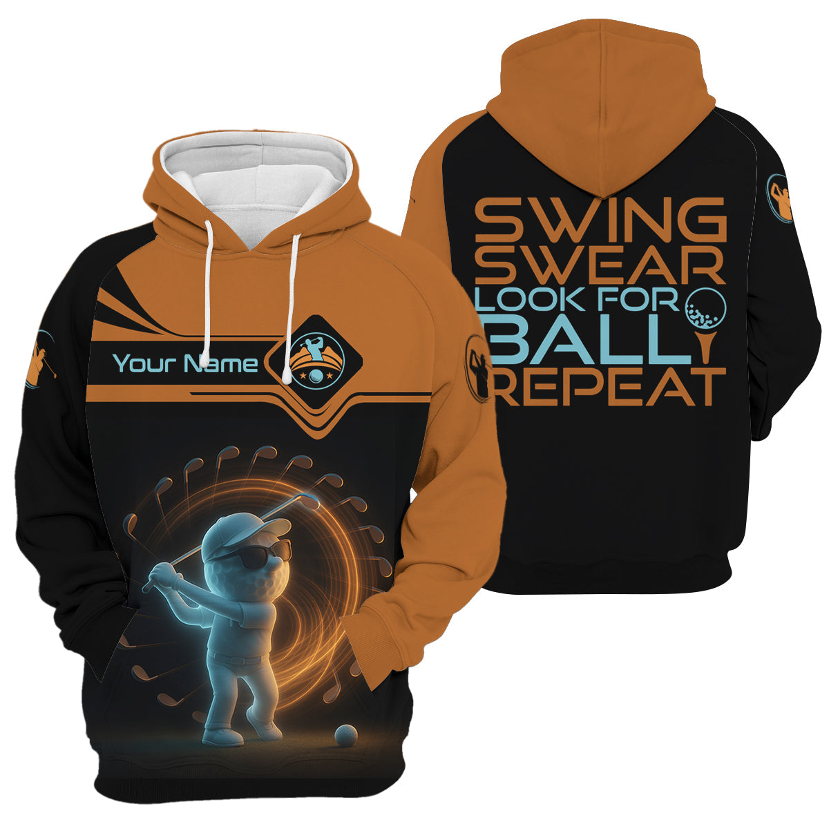 Swing Swear Look For Ball Repeat Shirt, Men's Funny Graphic Golf Polo ShirtGifts For Golfing Dad