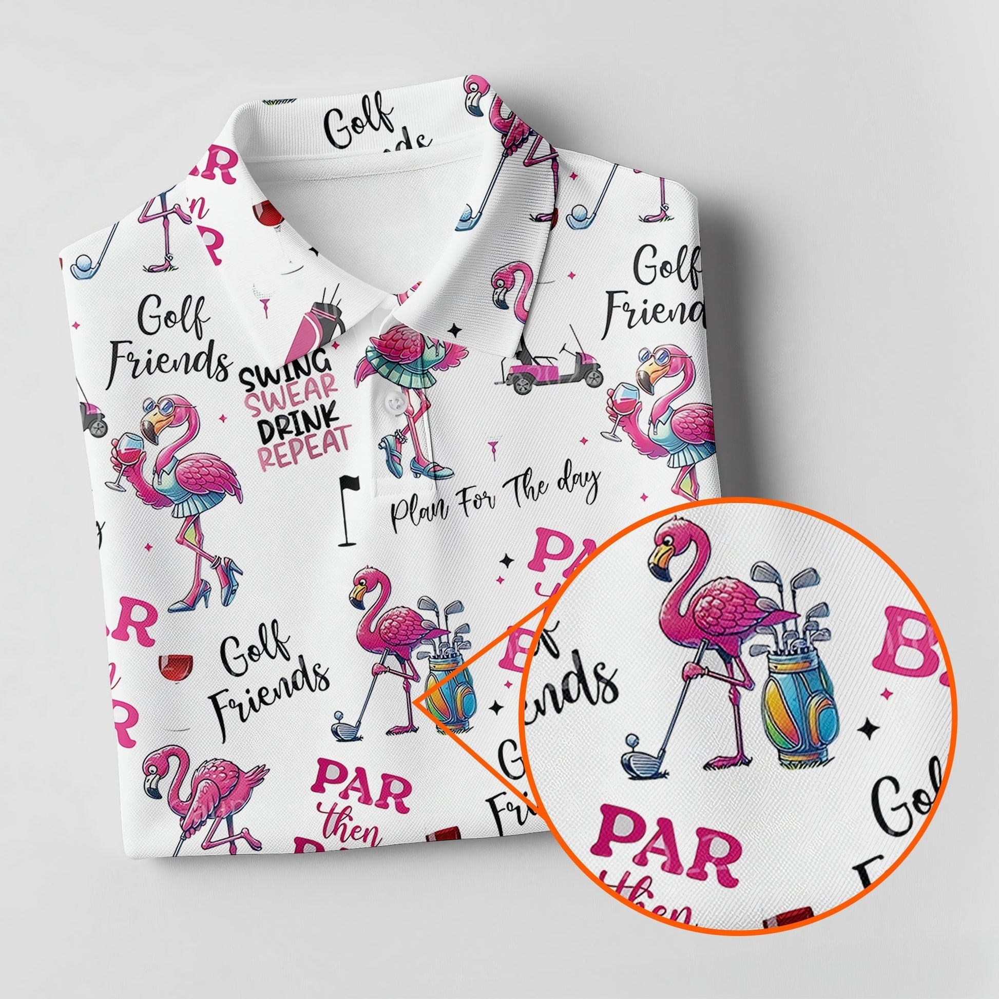 Par Then Bar Flamingo Funny Ladies Golf Polo ShirtCustom Funny Golf Shirt