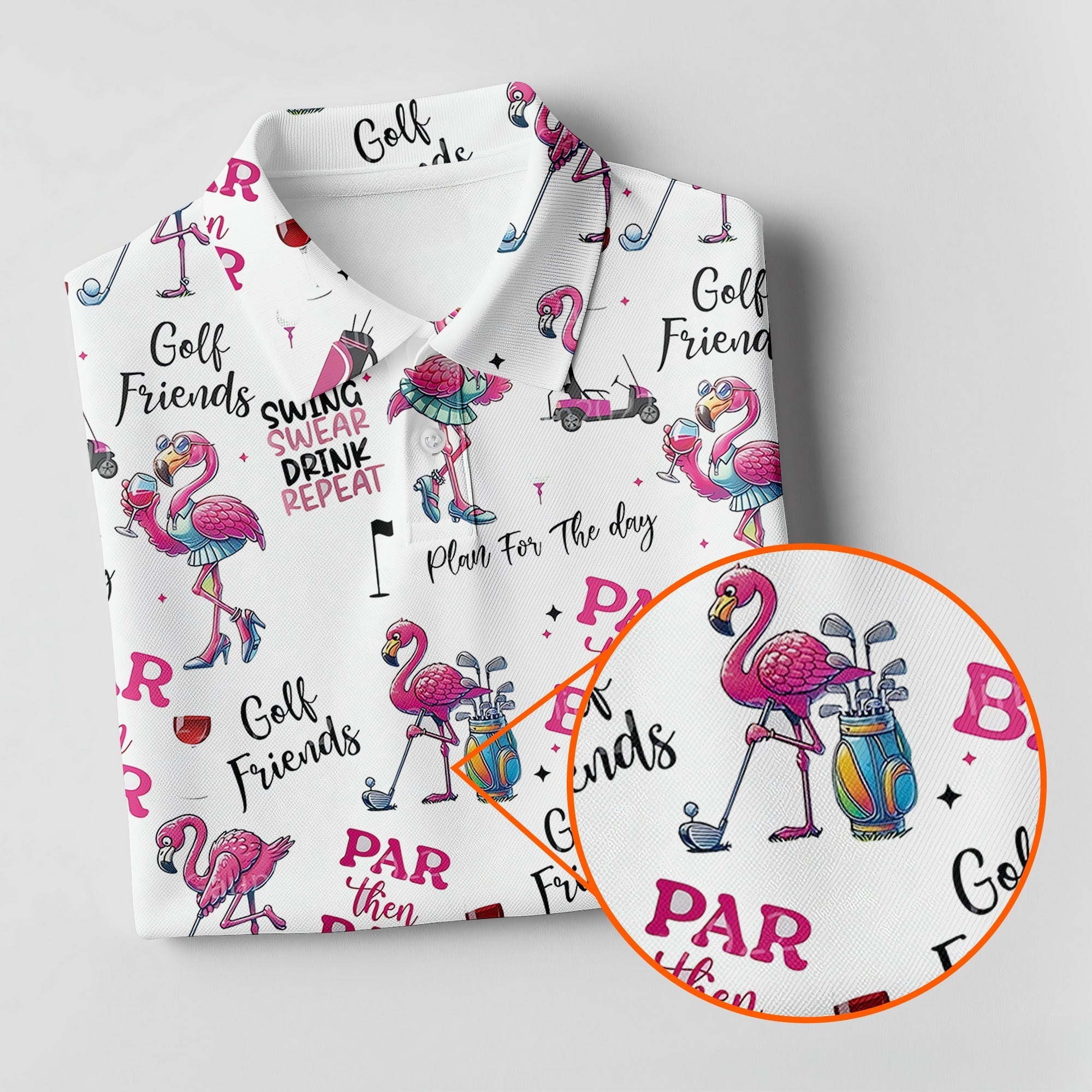Par Then Bar Flamingo Funny Ladies Golf Polo ShirtCustom Funny Golf Shirt