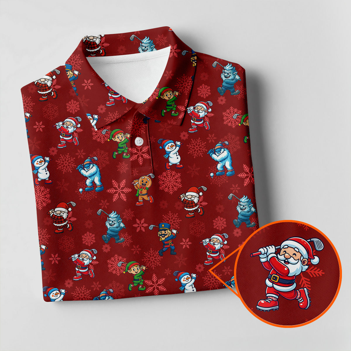 Funny Christmas Characters Golf Pose Red Golf Shirt, Christmas Golf Shirt, Ladies Golf Shirts, Women's Polo Shirt