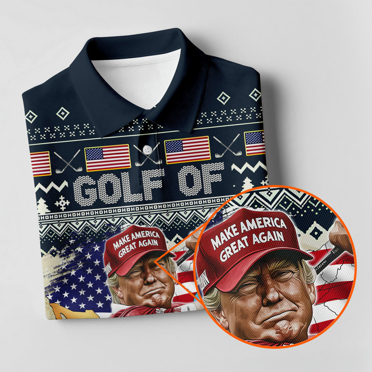 Trump Golf Of America Christmas Golf Shirt Men's Golf Polo Shirtny Golf Shirt, Dad Golf Gift