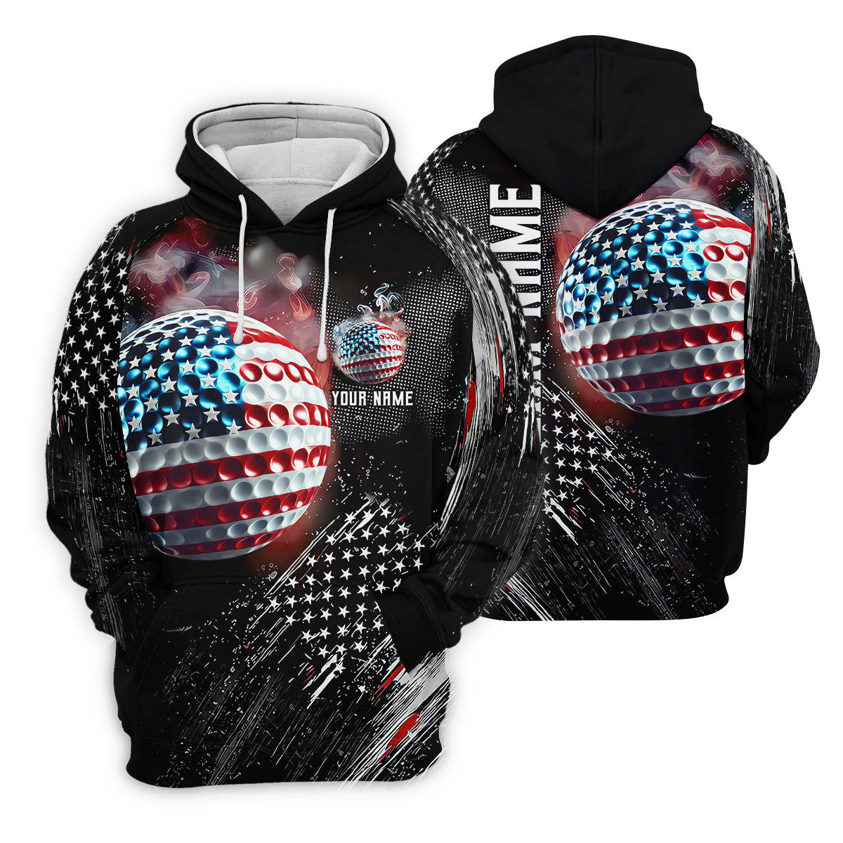 American Flag Ball Custom Golf Polo ShirtFunny Golf Shirt, Dad Golf Gift
