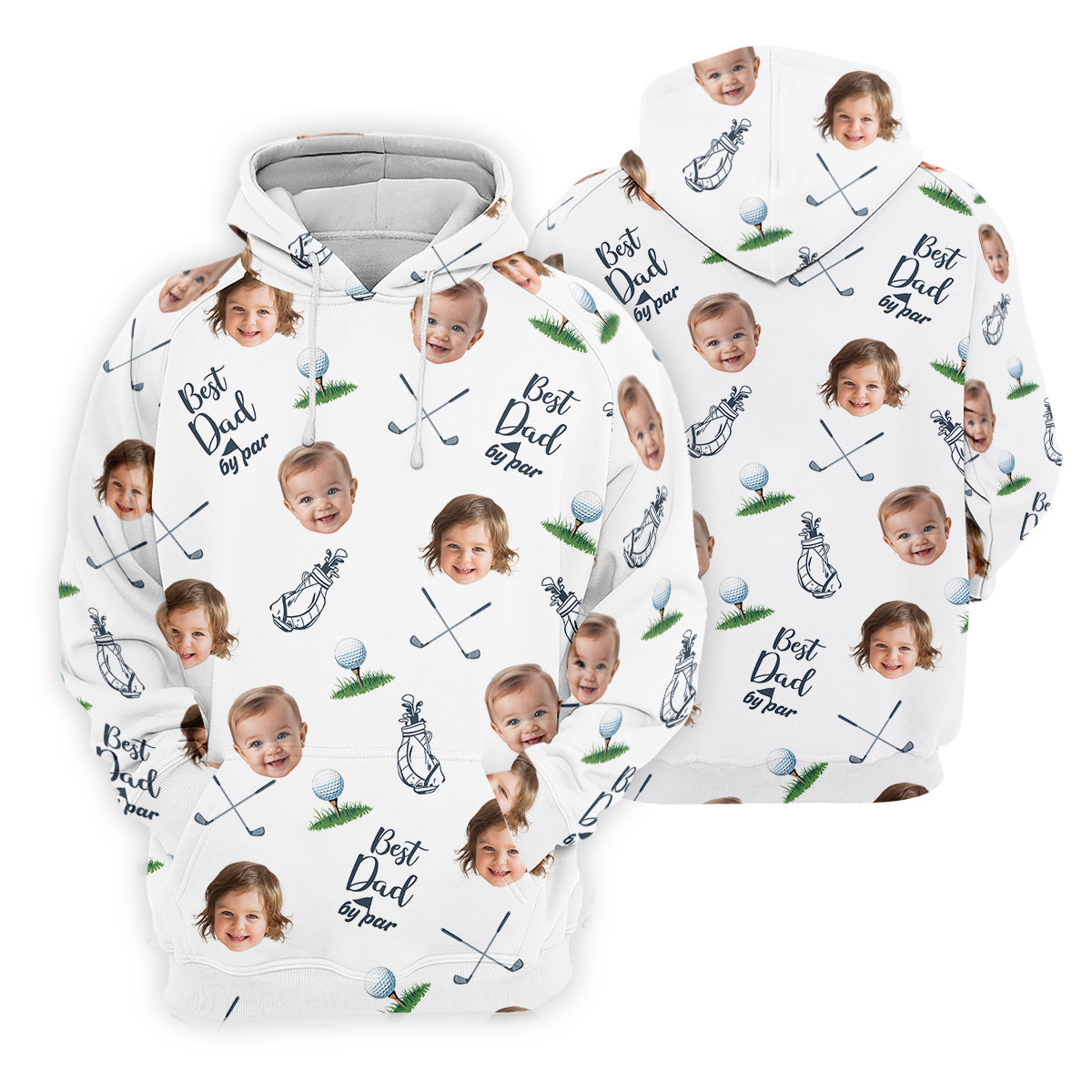 Best Dad By Par Custom Photo Golf Shirt, Funny Golf Polo ShirtChristmas Golf Gift