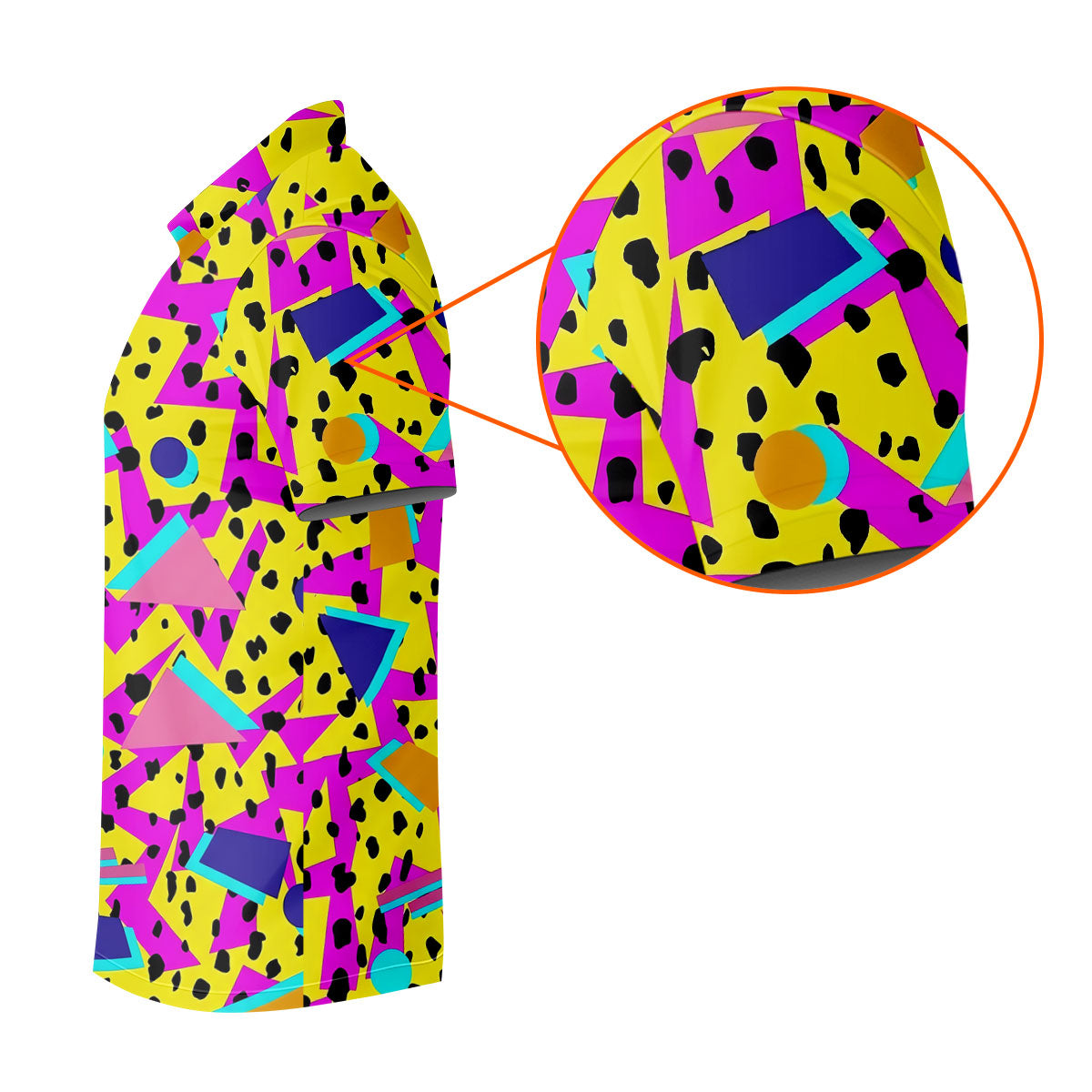 Retro Neon Geometric Shapes Yellow Golf Shirt, Ladies Golf Tops, Golf Polo For Women, Women’s Golf Apparel
