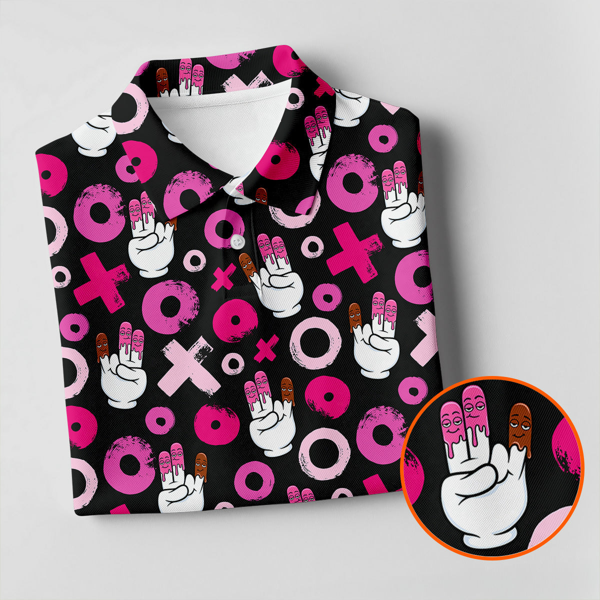 Chocolate Fingers Adult Humor XOXO Fun Golf Shirts For Men, Valentines Golf Gift, Polo ShirtFor Men