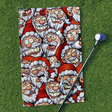 Santa Claus Face Funny Golf Towels, Golf Gift Ideas, Golfing Accessories, Christmas Golf Gift