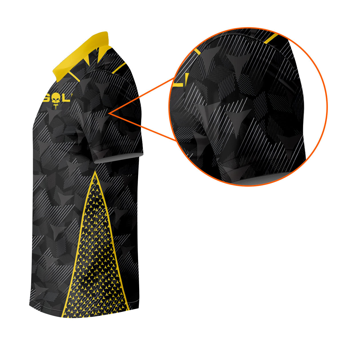 Abstract Triangle Black Yellow Golf Tops For Men, Father's Day Golf Gift, Polo Shirtor Men