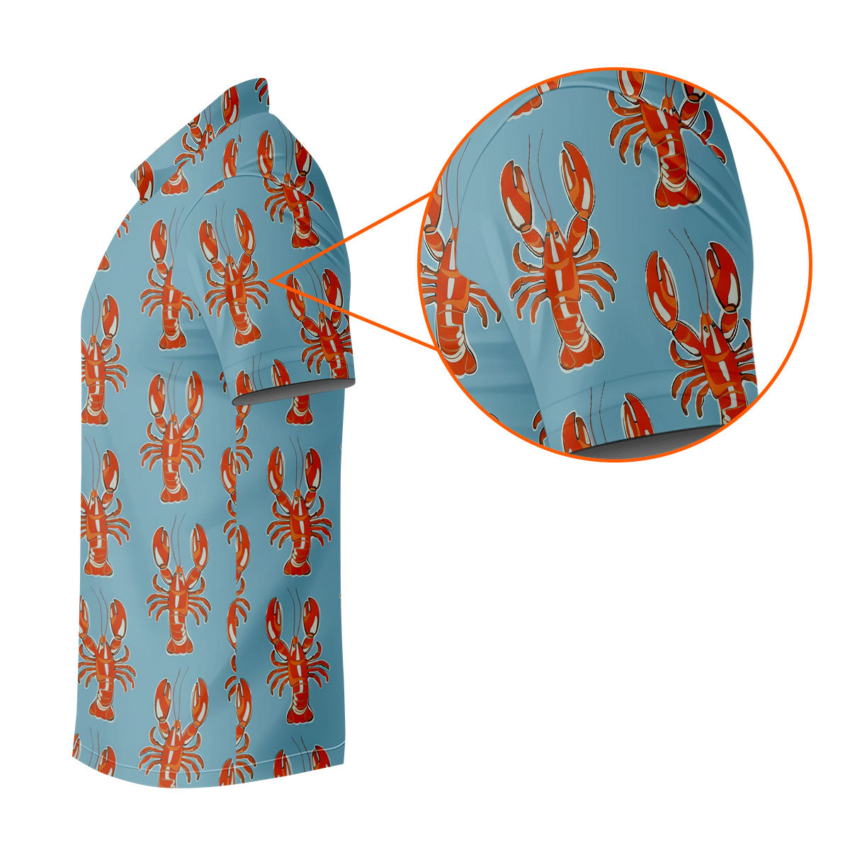 Orange Lobsters Light Blue Mardi Gras Golf Shirt, Golf Tops For Men, Polo ShirtFor Men, Golf Shirts For Men