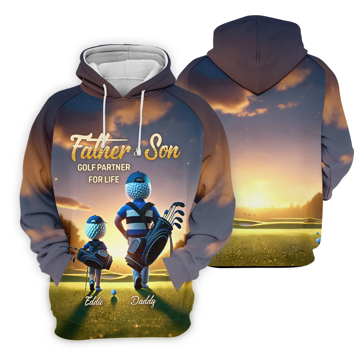 Father And Son Golf Partner For Life Custom Men's Golf Polo ShirtDad Golf Gift, Christmas Golf Gift
